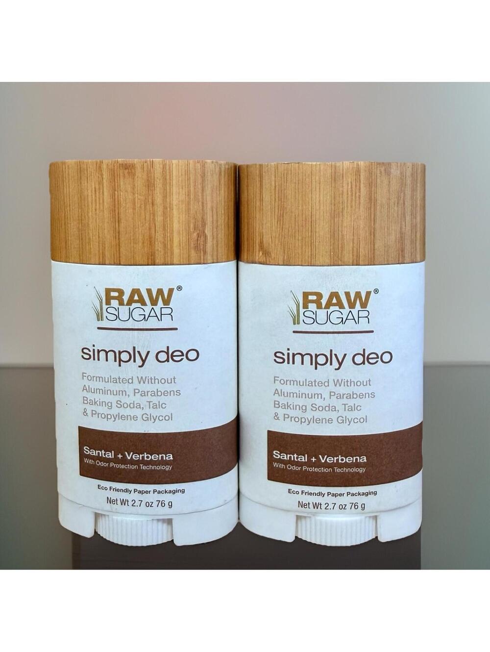 2 Raw Sugar Simply Deo Santal + Verbena Deodorant 2.7 oz Vegan